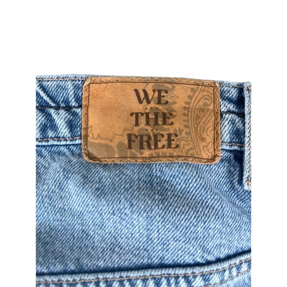 Free People / We The Free Wild Roses Denim Midi Skirt Sz 29 Boho Hipster Retro - Picture 15 of 16